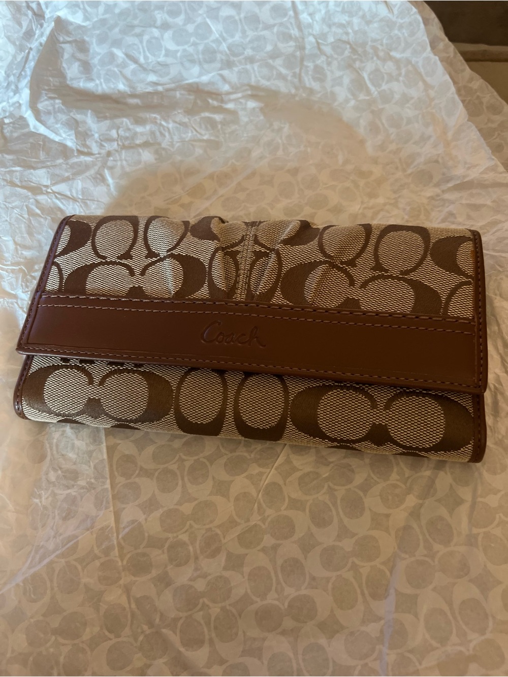 Coach Brown Signature Canvas Continental Wallet
